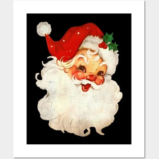 Vintage Pink Santa Claus Believe Christmas Vibes Posters and Art